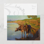 Jonge meid met briefkaart van buffels (Voorkant / Achterkant)