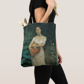 Jonge meid met een pompoen tote bag (Dichtbij)