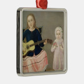 Jonge meid met gitaar en kind met een metalen ornament (Rechts)