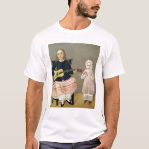 Jonge meid met gitaar en kind met een t-shirt