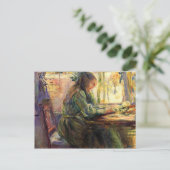 Jonge meid schrijft van Berthe Morisot Briefkaart (Staand voorkant)