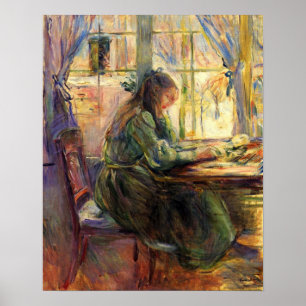 Jonge meid schrijft van Berthe Morisot Poster