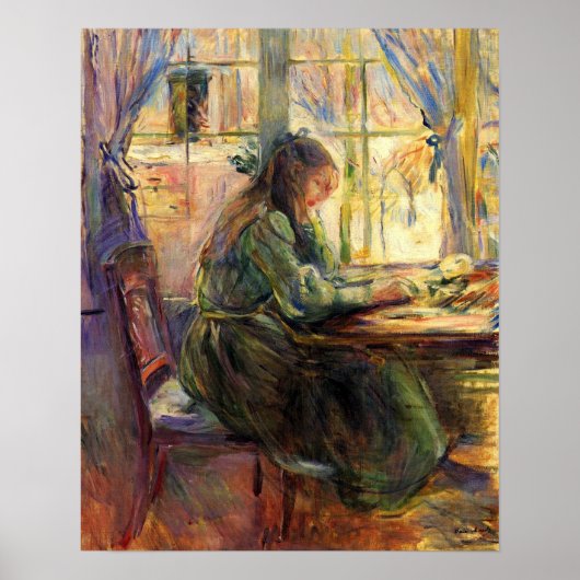 Jonge meid schrijft van Berthe Morisot Poster (Voorkant)