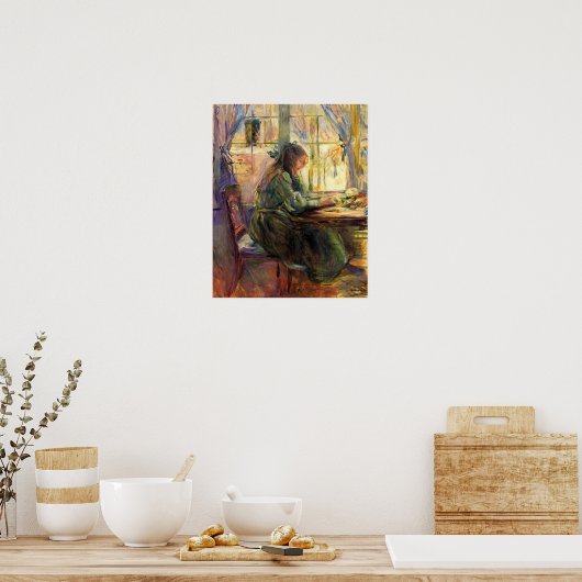 Jonge meid schrijft van Berthe Morisot Poster (Keuken)