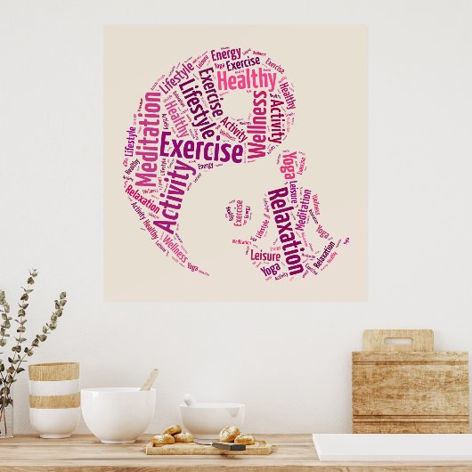 Jonge meisje dat yoga oefent onder het Yin Yang-sy Poster (Keuken)