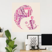 Jonge meisje dat yoga oefent onder het Yin Yang-sy Poster (Thuiskantoor)