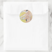 Jonge Meisje Gooit Goudvis In Vijver stickers (Tas)
