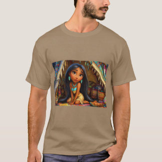 Jonge meisje in traditionele kleding in een gezell t-shirt