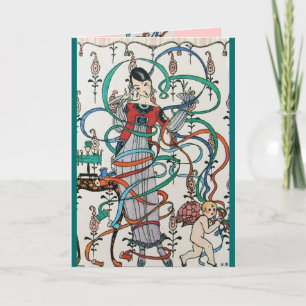 JONGE MEISJE, KLEURENRIJKEN, ZWEMMELEN, KUPTE Vale Feestdagen Kaart