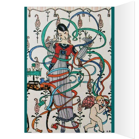 JONGE MEISJE, KORFUL RIBBON SWIRLS, CUPID, Birthda (Binnen (Links))