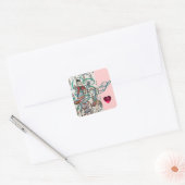 JONGE MEISJE, KORFUL RIBBON SWIRLS, KUPID MONOGRAM VIERKANTE STICKER (Envelop)