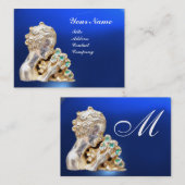 JONGE MEISJE MET STROMEN MONOGRAM Gold, blauw Visitekaartje (Voorkant / Achterkant)