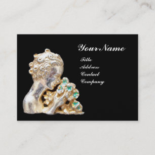 JONGE MEISJE MET STROMEN MONOGRAM Gold, zwart, bla Visitekaartje