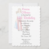 Jonge Meisje & Pup Verjaardag Uitnodiging (Achterkant)