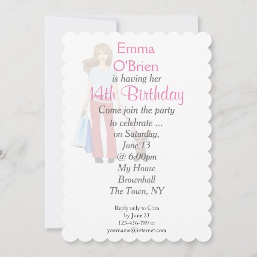 Jonge Meisje & Pup Verjaardag Uitnodiging (Achterkant)