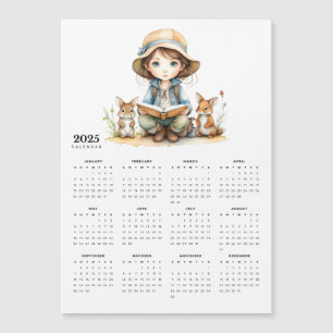 Jonge Meisje Voorlezen aan Konijnen 2025 Magneet K