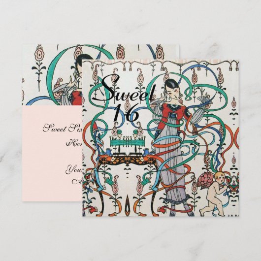 JONGE MEISJES, COLORFUL RIBBONS 16 PARTIJ KAART (Voorkant / Achterkant)