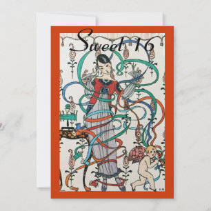 JONGE MEISJES, COLORFUL RIBBONS WEERGEVEN 16 PARTI KAART