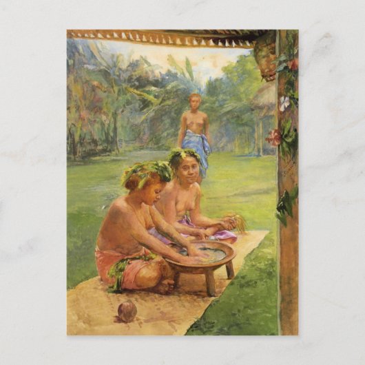 Jonge meisjes die Kava bereiden - Briefkaart (Voorkant)