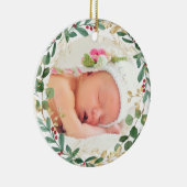 Jonge meisjes eerste kerstgroenergoud-elegant keramisch ornament (Rechts)