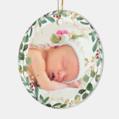 Jonge meisjes eerste kerstgroenergoud-elegant keramisch ornament (Links)