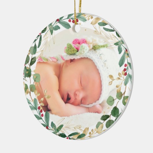 Jonge meisjes eerste kerstgroenergoud-elegant keramisch ornament (Links)
