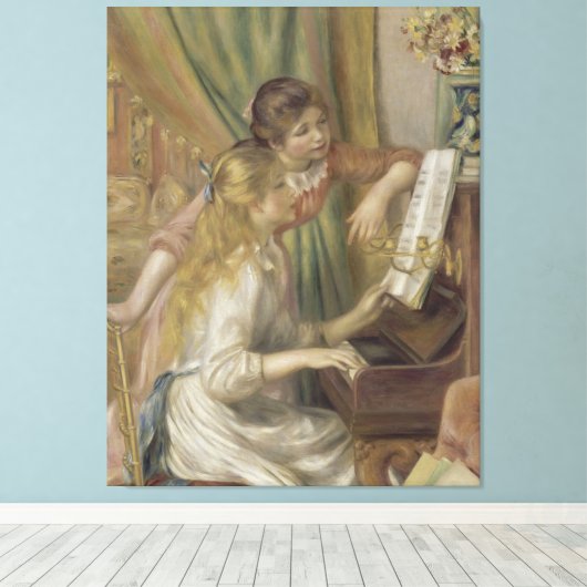 Jonge meisjes in de Piano Canvas Afdruk (Insitu (Houten vloer))