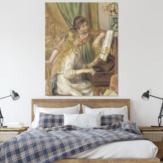 Jonge meisjes in de Piano Canvas Afdruk (Insitu (Slaapkamer))