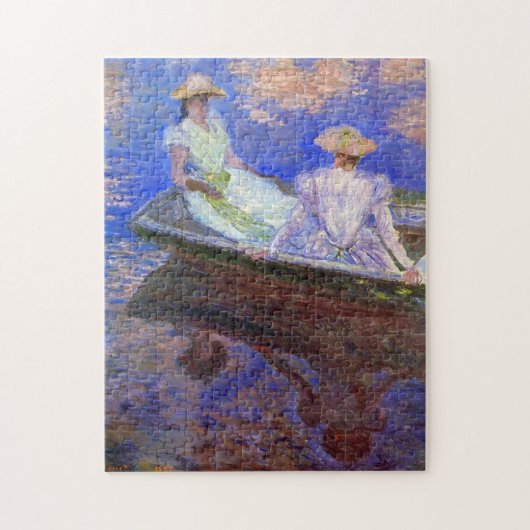 Jonge meisjes in een row-boat Monet Fine Art Legpuzzel (Verticaal)