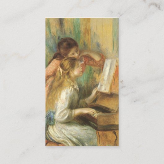 Jonge meisjes in Piano door Pierre Auguste Renoir Visitekaartje (Achterkant)