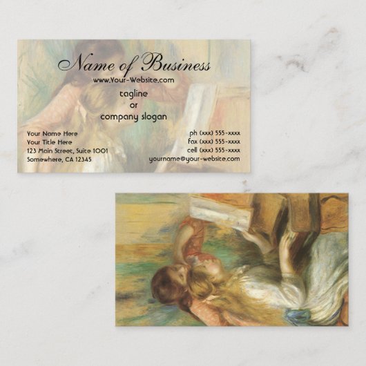 Jonge meisjes in Piano door Pierre Auguste Renoir Visitekaartje (Voorkant / Achterkant)