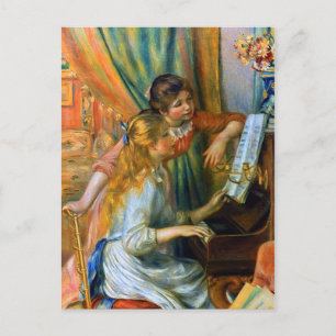 Jonge meisjes in Piano door Pierre Renoir Briefkaart