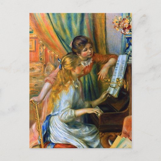 Jonge meisjes in Piano door Pierre Renoir Briefkaart (Voorkant)