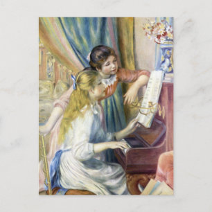 Jonge meisjes in Piano door Pierre Renoir Briefkaart