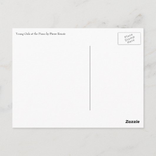 Jonge meisjes in Piano door Pierre Renoir Briefkaart (Achterkant)