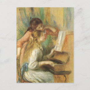 Jonge meisjes in Piano door Pierre Renoir Briefkaart