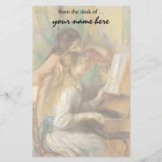 Jonge meisjes in Piano door Pierre Renoir Briefpapier (Voorkant)