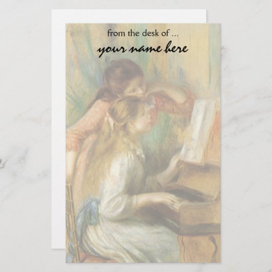 Jonge meisjes in Piano door Pierre Renoir Briefpapier (Voorkant / Achterkant)