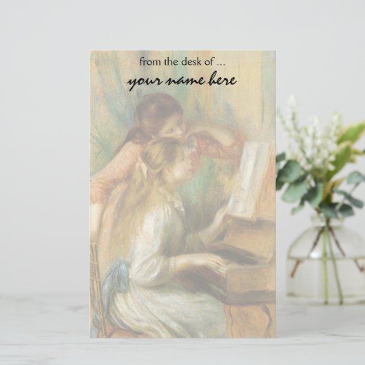 Jonge meisjes in Piano door Pierre Renoir Briefpapier (Staand voorkant)