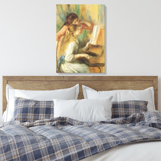 Jonge meisjes in Piano door Pierre Renoir Canvas Afdruk (Insitu (Slaapkamer))