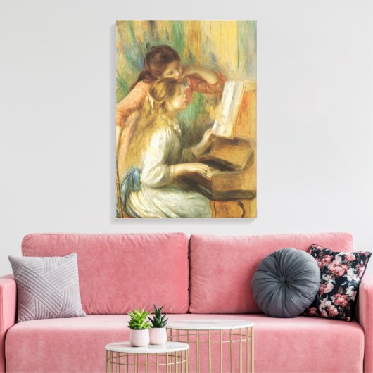 Jonge meisjes in Piano door Pierre Renoir Canvas Afdruk (Insitu (Woonkamer))
