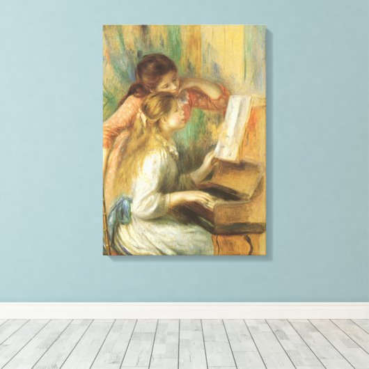 Jonge meisjes in Piano door Pierre Renoir Canvas Afdruk (Insitu (Houten vloer))