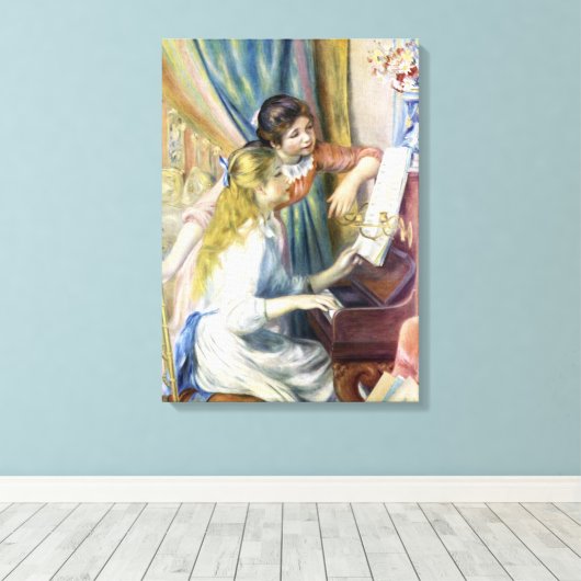 Jonge meisjes in Piano door Pierre Renoir Canvas Afdruk (Insitu (Houten vloer))