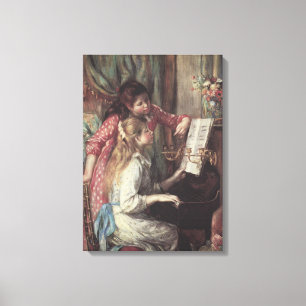 Jonge meisjes in Piano door Pierre Renoir Canvas Afdruk