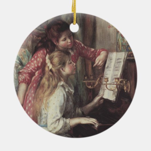 Jonge meisjes in Piano door Pierre Renoir Keramisch Ornament (Achterkant)