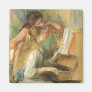 Jonge meisjes in Piano door Pierre Renoir Magneet