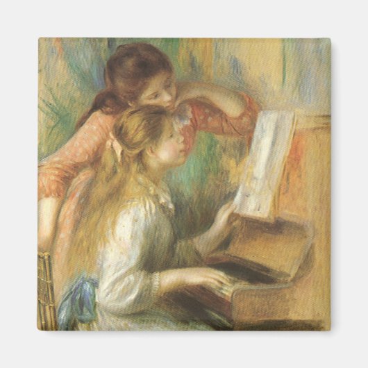 Jonge meisjes in Piano door Pierre Renoir Magneet (Voorkant)