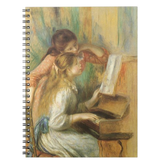 Jonge meisjes in Piano door Pierre Renoir Notitieboek (Voorkant)