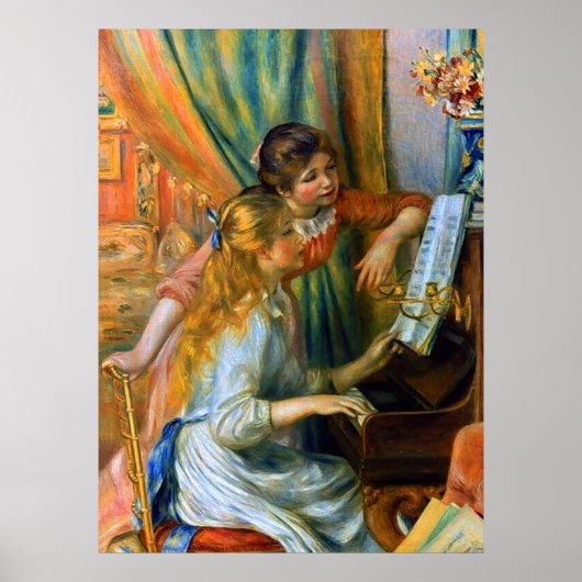 Jonge meisjes in Piano door Pierre Renoir Poster (Voorkant)