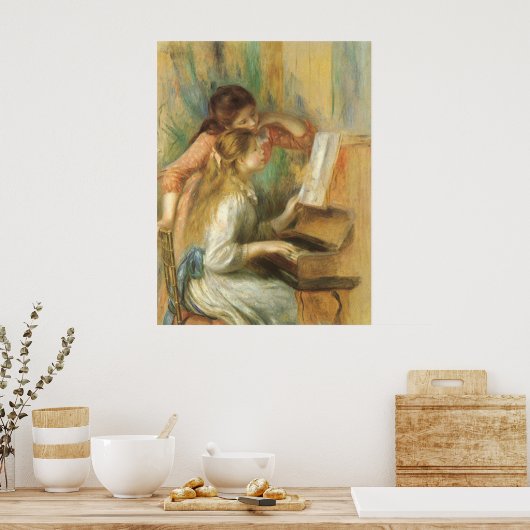 Jonge meisjes in Piano door Pierre Renoir Poster (Keuken)